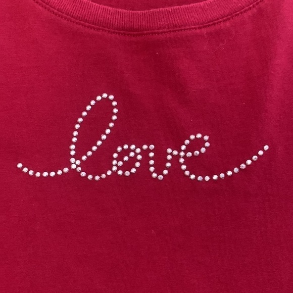 Red “Love” Crystal Short Sleeved T Shirt Size XL - Picture 4 of 4